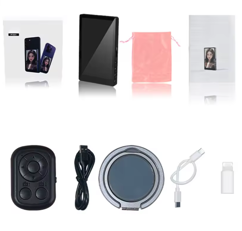 Trådlös magnetisk monitorskärm för vloggar – Selfieskärm för smartphone, inspelning & livestreaming | Justerbar & bärbar, vit, svart