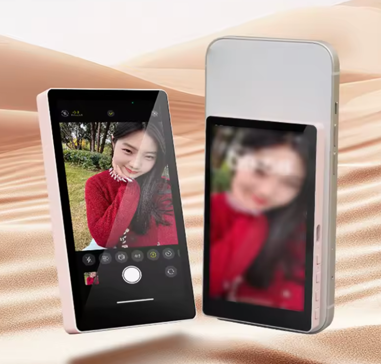 Trådlös magnetisk monitorskärm för vloggar – Selfieskärm för smartphone, inspelning & livestreaming | Justerbar & bärbar, vit, svart